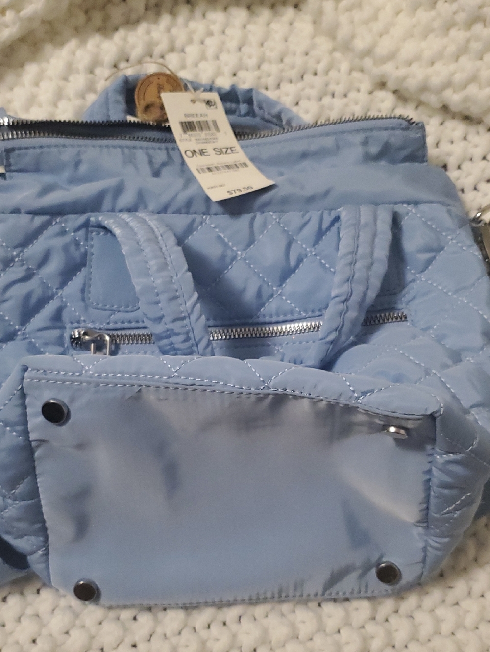 Quilted Light Blue Women’s Tote Bag/crossbody